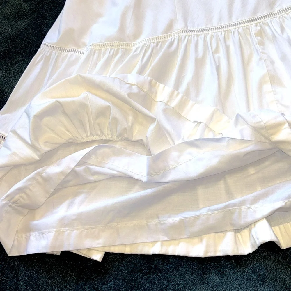 Vintage 1976 Young Edwardian White Cotton Maxi Sundress, Floral Embroidery, EUC - Picture 12 of 15